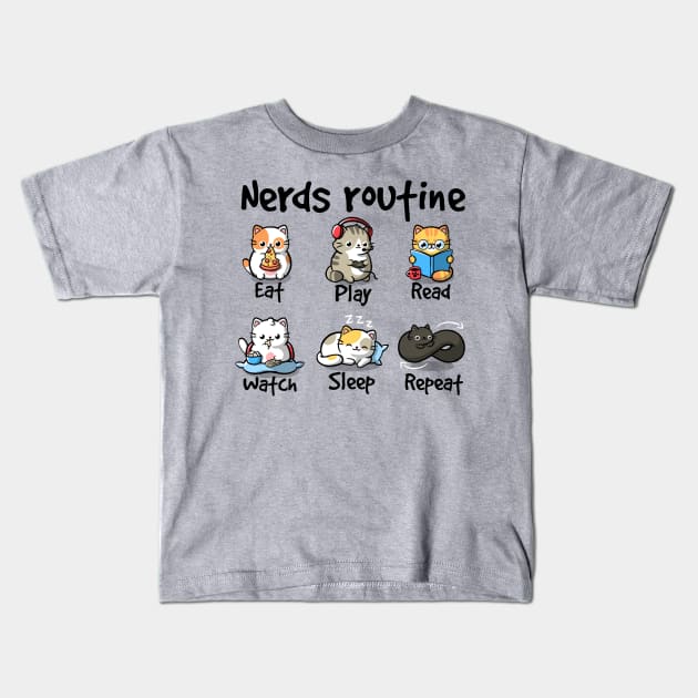 Nerds routine cat Kids T-Shirt by NemiMakeit